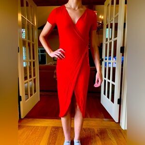 One Clothing, Long Slitted Red Dress, Size Extra Small